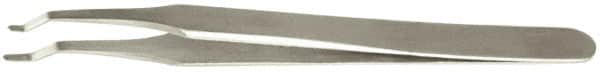 Value Collection - 4-3/4" OAL 2AD-SS Precision Tweezers - Rounded Flat Tip, Thin Tapered Edge - Makers Industrial Supply