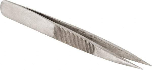 Value Collection - 4-3/8" OAL AC-SS Precision Tweezers - Heavy Tip with Serrated Shank - Makers Industrial Supply