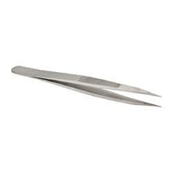 Value Collection - 4-3/4" OAL OOD-SS Precision Tweezers - Very Strong with Serrated Body, Heavy Tip - Makers Industrial Supply