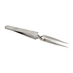 Value Collection - 4-1/2" OAL N0 Reverse Action Tweezers - Flat Tip - Makers Industrial Supply