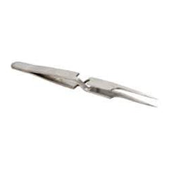 Value Collection - 4-3/4" OAL N5A Reverse Action Tweezers - Long Fine Offset Point - Makers Industrial Supply