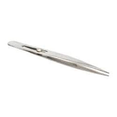 Value Collection - 4-3/4" OAL Stainless Steel Assembly Tweezers - Slide Locking, Sharp Point - Makers Industrial Supply