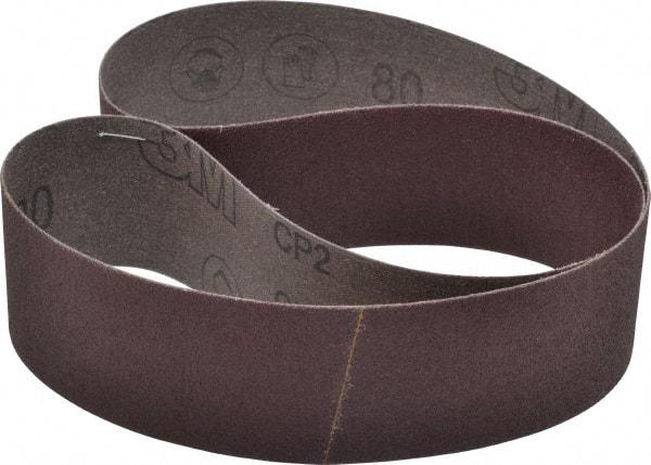 3M - 2" Wide x 36" OAL, 80 Grit, Aluminum Oxide Abrasive Belt - Aluminum Oxide, Medium, Coated, X Weighted Cloth Backing, Series 341D - Makers Industrial Supply