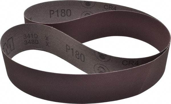 3M - 2" Wide x 48" OAL, 180 Grit, Aluminum Oxide Abrasive Belt - Aluminum Oxide, Very Fine, Coated, X Weighted Cloth Backing, Series 341D - Makers Industrial Supply