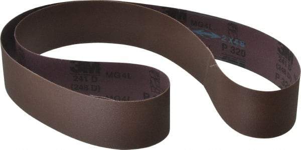 3M - 2" Wide x 48" OAL, 320 Grit, Aluminum Oxide Abrasive Belt - Aluminum Oxide, Extra Fine, Coated, X Weighted Cloth Backing, Series 341D - Makers Industrial Supply