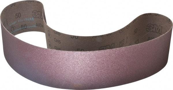 3M - 4" Wide x 54" OAL, 50 Grit, Aluminum Oxide Abrasive Belt - Aluminum Oxide, Coarse, Coated, X Weighted Cloth Backing, Series 341D - Makers Industrial Supply