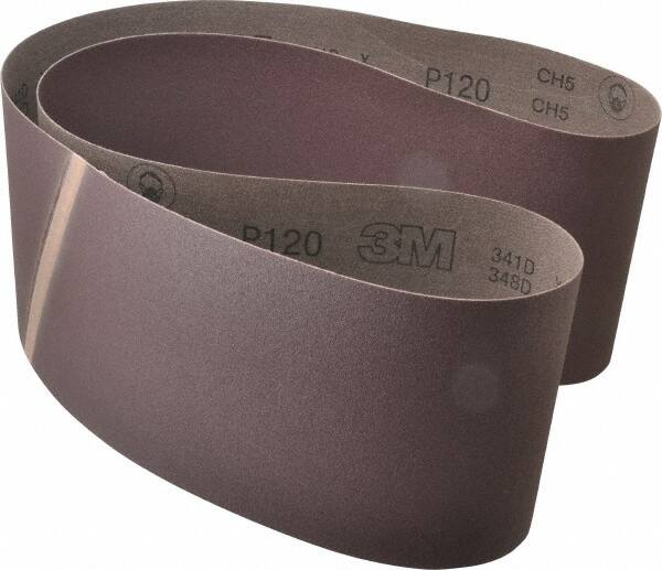 3M - 6" Wide x 60" OAL, 120 Grit, Aluminum Oxide Abrasive Belt - Aluminum Oxide, Fine, Coated, X Weighted Cloth Backing, Series 341D - Makers Industrial Supply