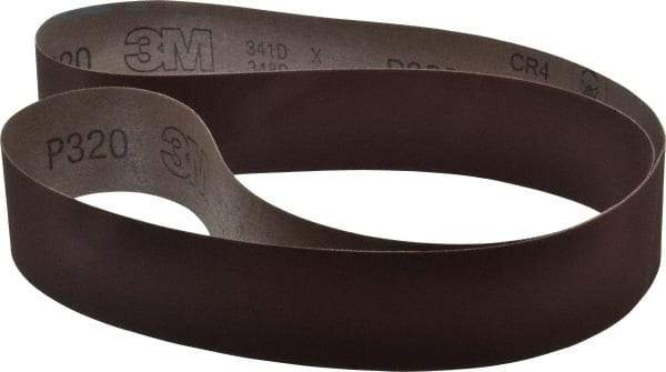 3M - 2" Wide x 60" OAL, 320 Grit, Aluminum Oxide Abrasive Belt - Aluminum Oxide, Extra Fine, Coated, X Weighted Cloth Backing, Series 341D - Makers Industrial Supply