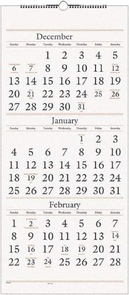 AT-A-GLANCE - 7 Sheet, 12 x 27", Wall Calendar - White - Makers Industrial Supply