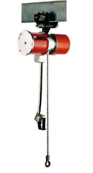 CM - 1 Ton Load Limit, 10' Max Height Hook Mount Air Hoist - 70 SCFM at 90 PSI, 16-3/4" Min Headroom, Pendant Control - Makers Industrial Supply