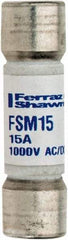 Ferraz Shawmut - 1,000 VAC/VDC, 15 Amp, Fast-Acting Multimeter Fuse - 38mm OAL, 20 at AC/DC kA Rating, 10.3mm Diam - Makers Industrial Supply