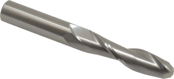 OSG - 1/2" Diam, 2" LOC, 2 Flute Solid Carbide Ball End Mill - Uncoated, Single End, 4" OAL, 1/2" Shank Diam, Spiral Flute - Makers Industrial Supply