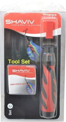 Shaviv - 4 Piece, High Speed Steel Blade, Back Hole Chamfer, Hand Deburring Tool Set - C Blade Holder, For Flat Surface, Hole Edge, Hole Inner Surface, Straight Edge - Makers Industrial Supply