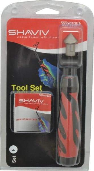 Shaviv - 3 Piece, High Speed Steel Blade, Hand Deburring Tool Set - F Blade Holder, For Hole Edge - Makers Industrial Supply