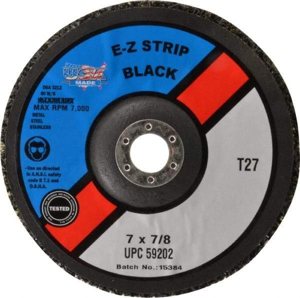 Camel Grinding Wheels - 7" Very Coarse Grade Silicon Carbide Deburring Disc - 7/8" Center Hole, Arbor Connection, Black, 7,000 Max RPM - Makers Industrial Supply