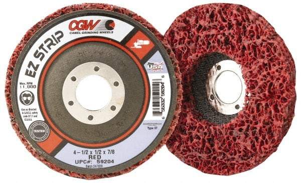 Camel Grinding Wheels - 7" Very Coarse Grade Silicon Carbide Deburring Disc - 7/8" Center Hole, Arbor Connection, Red, 7,000 Max RPM - Makers Industrial Supply