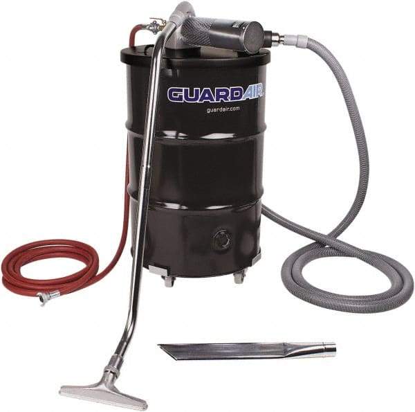 Guardair - 55 Gal Steel Tank, Air Powered Pneumatic Canister Wet/Dry Vacuum - 10 Peak hp, 20' Hose Fitting, Cartridge Filter, Accessories Included - Makers Industrial Supply