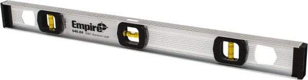 Empire Level - 24" Long 3 Vial I-Beam Level - Aluminum, Silver, 1 Level & 2 Plumb Vials - Makers Industrial Supply