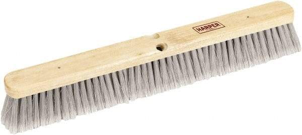 Harper Brush - 24" Smooth Surface Synthetic Push Broom - 3" Bristle Length, Wood Block, Threaded Handle Connection, Handle Sold Separately - Makers Industrial Supply