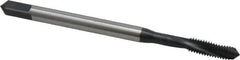 Emuge - #8-36 UNF 3 Flute 3BX Modified Bottoming Spiral Flute Tap - Cobalt, Oxide Finish, 2.48" OAL, Right Hand Flute, Right Hand Thread, Series Rekord D-Ti - Makers Industrial Supply