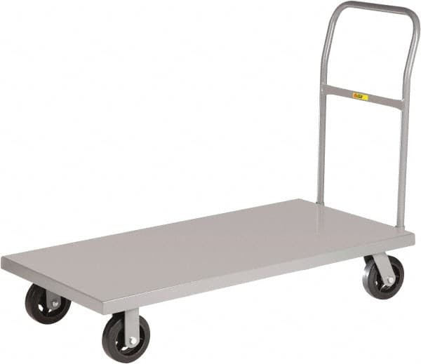 Little Giant - 1,600 Lb Capacity Steel Platform Truck - Steel Deck, 24" OAW, 48" Platform Length x 9" Platform Height, Mold On Rubber Casters - Makers Industrial Supply