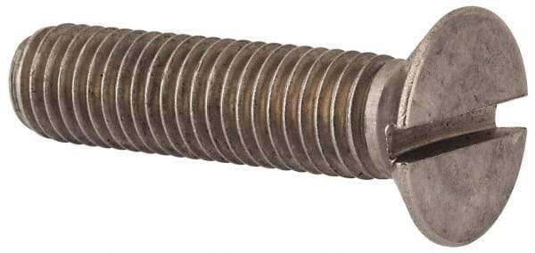 Value Collection - M12x1.75 Metric Coarse, 50mm OAL Slotted Drive Machine Screw - Flat Head, Grade 316 & A4 Stainless Steel, Uncoated, Without Washer - Makers Industrial Supply