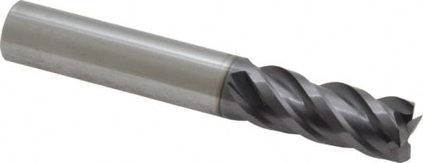 ProMax - 3/8", 7/8" LOC, 3/8" Shank Diam, 2-1/2" OAL, 4 Flute, Solid Carbide Square End Mill - Single End, AlTiN Finish, Spiral Flute, 40° Helix, Right Hand Cut, Right Hand Flute, Series 155 - Makers Industrial Supply