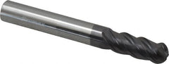 ProMax - 5/16" Diam, 3/4" LOC, 4 Flute Solid Carbide Ball End Mill - AlTiN Finish, Single End, 2-1/2" OAL, 5/16" Shank Diam, Spiral Flute - Makers Industrial Supply