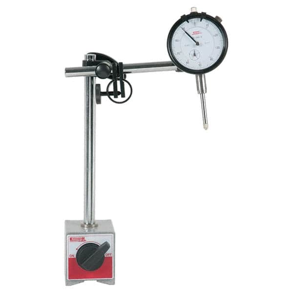 SPI - 0.001" Graduation, 0-100 Dial Reading, Dial Indicator & Base Kit - 63mm Base Length x 50mm Base Width x 55mm Base Height, 2-1/4" Dial Diam - Makers Industrial Supply