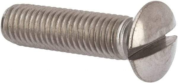 Value Collection - M10x1.50 Metric Coarse, 40mm OAL Slotted Drive Machine Screw - Oval Head, Grade 316 & A4 Stainless Steel, Uncoated, Without Washer - Makers Industrial Supply