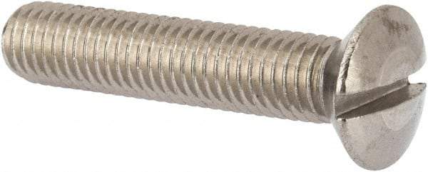 Value Collection - M10x1.50 Metric Coarse, 50mm OAL Slotted Drive Machine Screw - Oval Head, Grade 316 & A4 Stainless Steel, Uncoated, Without Washer - Makers Industrial Supply