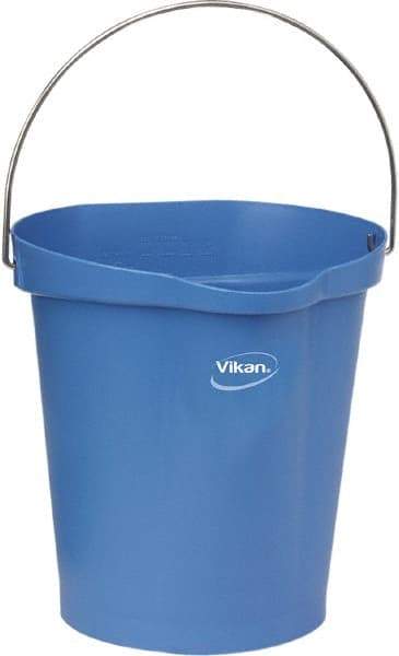 Vikan - 3 Gal, Polypropylene Round Blue Single Pail with Pour Spout - Handle Included - Makers Industrial Supply