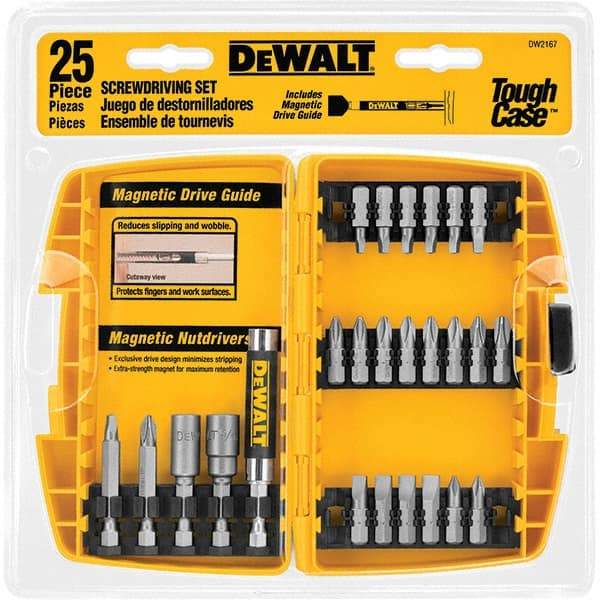 DeWALT - 25 Piece, Screwdriver Bit Set - SQ1, SQ2, SQ3, 1/4" Drive - Makers Industrial Supply