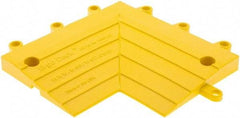 Wearwell - 0.75' Long x 0.5' Wide x 7/8" Thick, Anti-Fatigue Modular Matting Corner Ramp Edge - Male, 2 Interlocking Sides, Yellow, For Dry & Wet Areas, Series 564 - Makers Industrial Supply