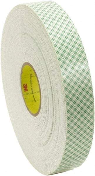 3M - 1/2" x 36 Yd Acrylic Adhesive Double Sided Tape - 62 mil Thick, Off-White, Foam Liner - Makers Industrial Supply