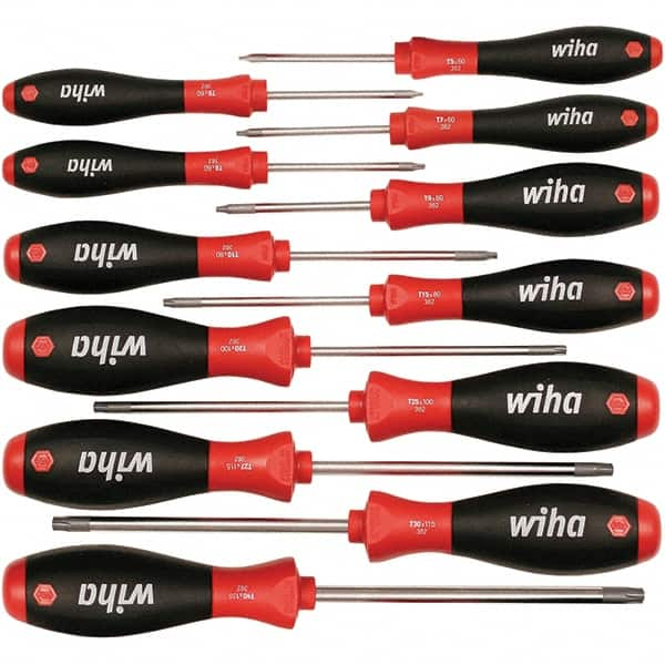 Wiha - 12 Piece Torx Screwdriver Set - Bit Sizes: Torx T-5, T-6, TORXr bits included: T7, T8, T10, T15, T20, T25, T27, T30 & T40, Comes in Box - Makers Industrial Supply