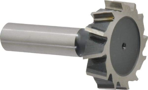 Interstate - 1-1/2" Diam x 3/8" Face Width, Cobalt, 16 Teeth, Shank Connection Woodruff Keyseat Cutter - Uncoated, 2-3/8" OAL x 1/2" Shank, Staggered Teeth, ANSI 1212, Old Standard G - Makers Industrial Supply