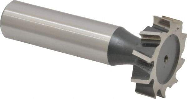 Interstate - 1" Diam x 1/4" Face Width, High Speed Steel, 12 Teeth, Shank Connection Woodruff Keyseat Cutter - Uncoated, 2-1/4" OAL x 1/2" Shank, Staggered Teeth, ANSI 808, Old Standard 15 - Makers Industrial Supply