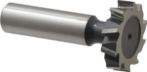 Interstate - 1-1/8" Diam x 1/4" Face Width, High Speed Steel, 12 Teeth, Shank Connection Woodruff Keyseat Cutter - Uncoated, 2-1/4" OAL x 1/2" Shank, Staggered Teeth, ANSI 809, Old Standard 18 - Makers Industrial Supply