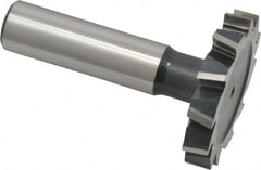 Interstate - 1-1/2" Diam x 1/4" Face Width, High Speed Steel, 16 Teeth, Shank Connection Woodruff Keyseat Cutter - Uncoated, 2-1/4" OAL x 1/2" Shank, Staggered Teeth, ANSI 812, Old Standard 24 - Makers Industrial Supply