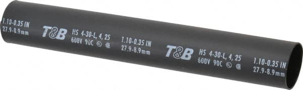 Thomas & Betts - 9" Long, 3:1, Polyolefin Heat Shrink Electrical Tubing - Black - Makers Industrial Supply