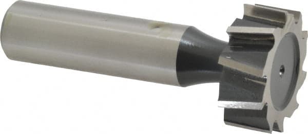 Interstate - 1" Diam x 3/8" Face Width, High Speed Steel, 10 Teeth, Shank Connection Woodruff Keyseat Cutter - Uncoated, 2-3/8" OAL x 1/2" Shank, Staggered Teeth, ANSI 1208, Old Standard 152 - Makers Industrial Supply