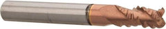 Accupro - 1/4" Diam, Coarse Pitch, 3/8" LOC, 3 Flute Solid Carbide Roughing Square End Mill - TiCN Finish, 2" OAL, 1/4" Shank Diam, Single End, Centercutting, 30° Helix - Makers Industrial Supply