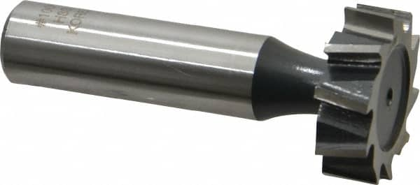 Interstate - 1" Diam x 5/16" Face Width, High Speed Steel, 12 Teeth, Shank Connection Woodruff Keyseat Cutter - Uncoated, 2-5/16" OAL x 1/2" Shank, Staggered Teeth, ANSI 1008, Old Standard B - Makers Industrial Supply