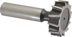 Interstate - 1-1/4" Diam x 3/8" Face Width, High Speed Steel, 14 Teeth, Shank Connection Woodruff Keyseat Cutter - Uncoated, 2-3/8" OAL x 1/2" Shank, Staggered Teeth, ANSI 1210, Old Standard E - Makers Industrial Supply