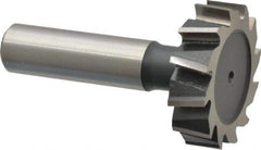 Interstate - 1-3/8" Diam x 3/8" Face Width, High Speed Steel, 14 Teeth, Shank Connection Woodruff Keyseat Cutter - Uncoated, 2-3/8" OAL x 1/2" Shank, Staggered Teeth, ANSI 1211, Old Standard F - Makers Industrial Supply