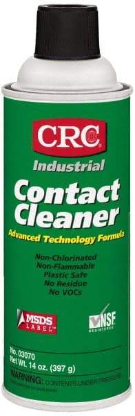 CRC - 14 Ounce Aerosol Contact Cleaner - 27,600 Volt Dielectric Strength, Nonflammable, Food Grade, Plastic Safe - Makers Industrial Supply