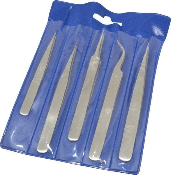 Value Collection - Stainless Steel Tweezer Set - 5 Piece - Makers Industrial Supply