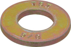 Made in USA - 5/8" Screw, Grade 8 Alloy Steel SAE Flat Washer - 21/32" ID x 1-5/16" OD, 0.146" Thick, Zinc Yellow Dichromate Finish - Makers Industrial Supply