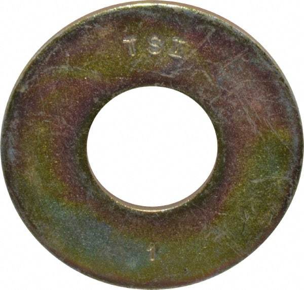 Made in USA - 1" Screw, Grade 8 Alloy Steel USS Flat Washer - 1.055" ID x 2.53" OD, 0.192" Thick, Zinc Yellow Dichromate Finish - Makers Industrial Supply